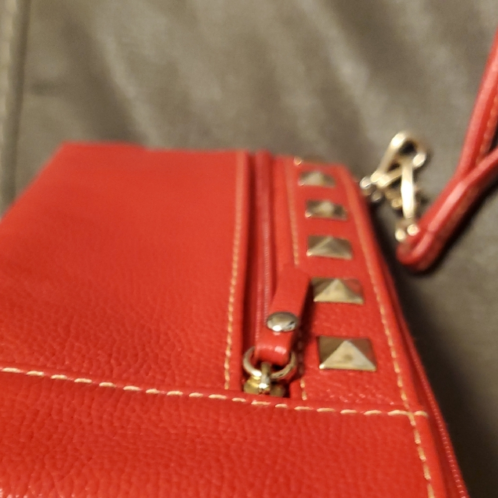 Red Studded Wristlet Clutch - Picture 4 of 8
